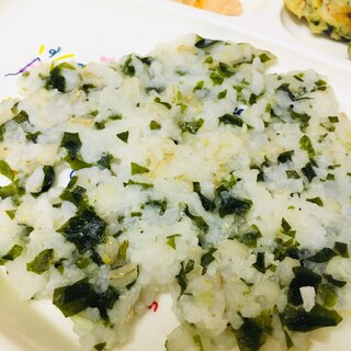 【離乳食】しらすわかめごはん